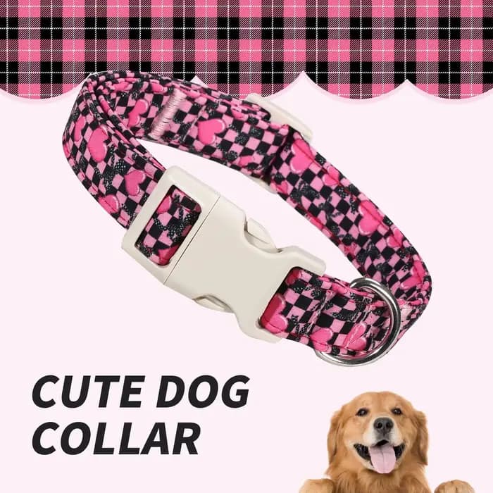 Collier Saint-Valentin pour Chien et Chat Anti-Perte, Anti-Explosion, Réglable et Confortable pour Grands, Moyens et Petits Chiens