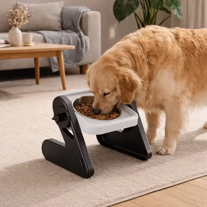 Bol surélevé pour animaux de compagnie en acier inoxydable, antidérapant, anti-renversement, double bol pour chat, hauteur réglable, bol amovible pour l'eau et la nourriture du chat
