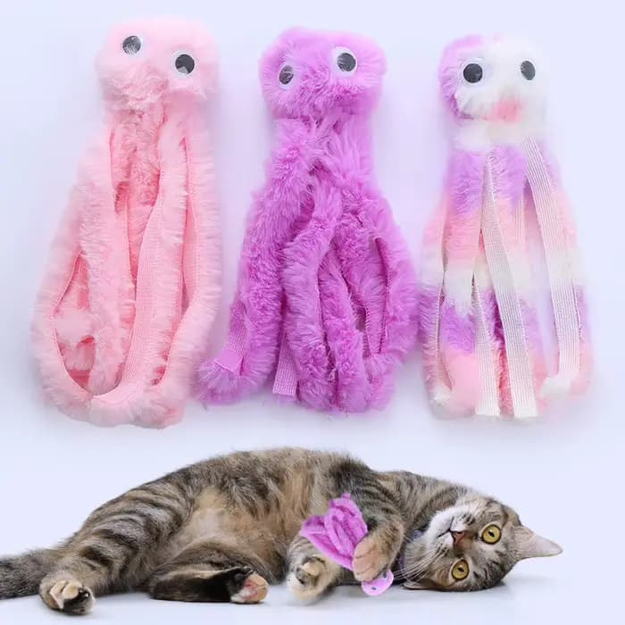 Jouet pour chat en peluche douce en forme de pieuvre