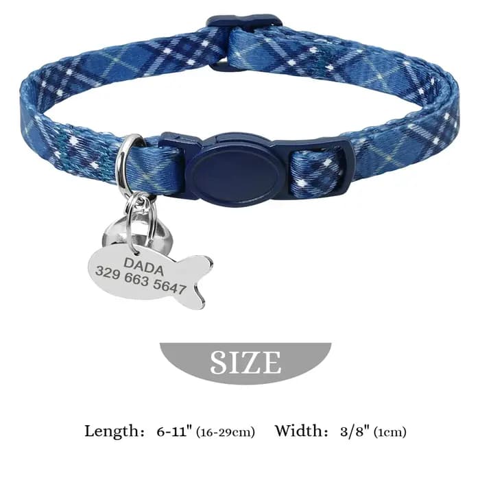 Collier en Nylon réglable pour chat gravé