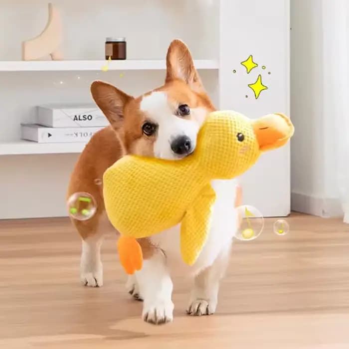 Peluche Canard Jaune pour Chien, Compagnon de Sommeil, Jouet Interactif pour Animaux, Poupée Anti-ennui, Jouets à Mâcher pour Chiens