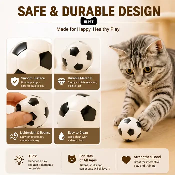 Lot de 4 jouets de football pour chat : balle rebondissante interactive pour chatons et chats adultes – Le jouet de divertissement intérieur idéal