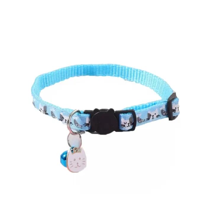 Collier réglable pour chat avec boucle de sécurité à dégagement rapide, motif chat avec pendentif visage de chat et clochette, anti-perte