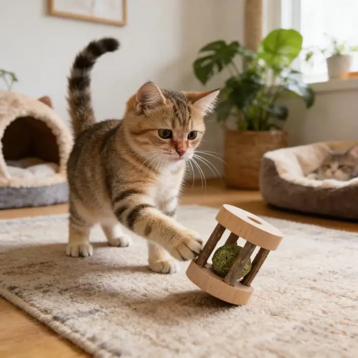 Jouet pour chat Bioline : Balle à chatouilleuse et rouleau Matatabi pour chats d'intérieur et chatons – Fournitures interactives pour le jeu