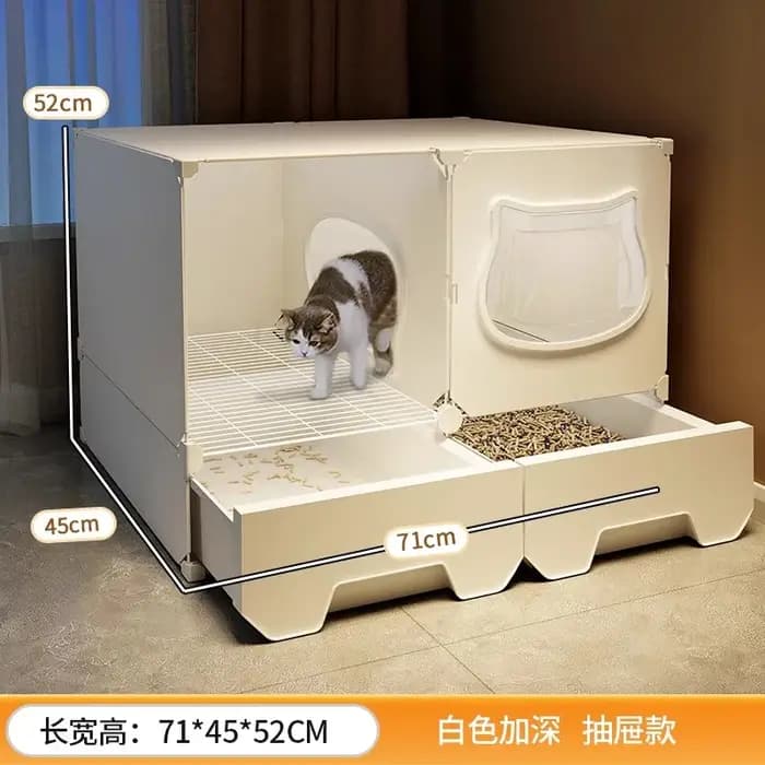  Grande bac à litière de luxe pour chat avec côtés hauts