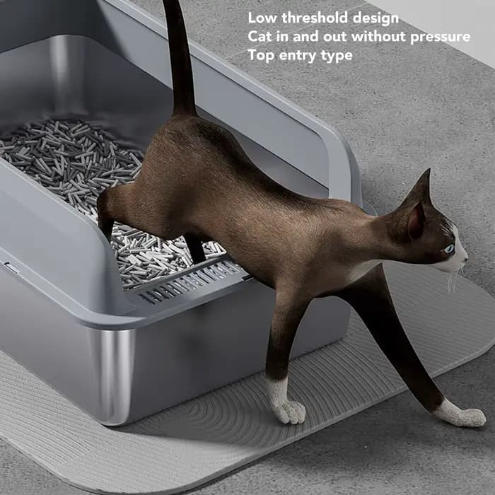 Bac à litière pour chat en acier inoxydable