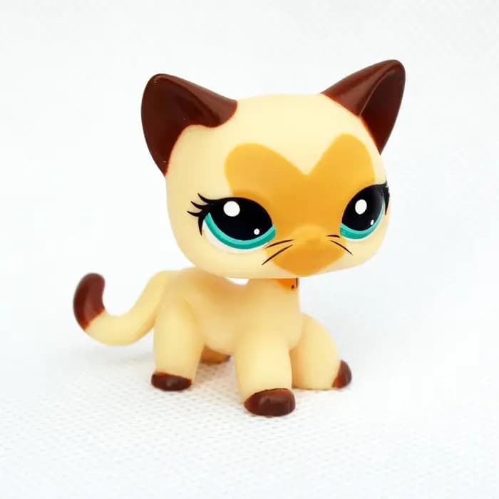 jouet tête à pompon pour animaux de compagnie Rare # Chat à cheveux courts jaunes 3573, cadeau de collection original pour enfant, jouet animal mignon lps