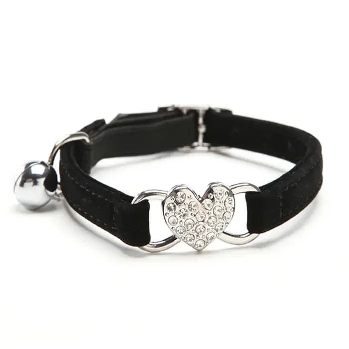 Collier de chat à breloque en forme de cœur et cloche