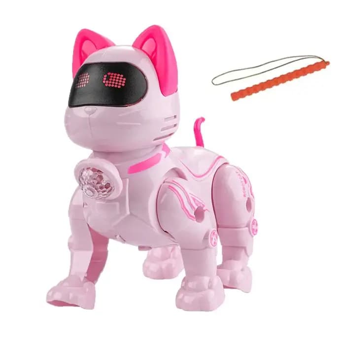 Jouet robot chat électrique interactif qui marche et chante avec laisse