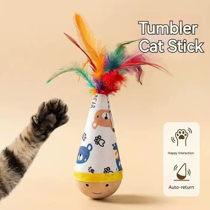 Jouet interactif pour chat : Toupie à plumes durable et résistante aux morsures pour stimuler l'énergie des chatons et les griffades