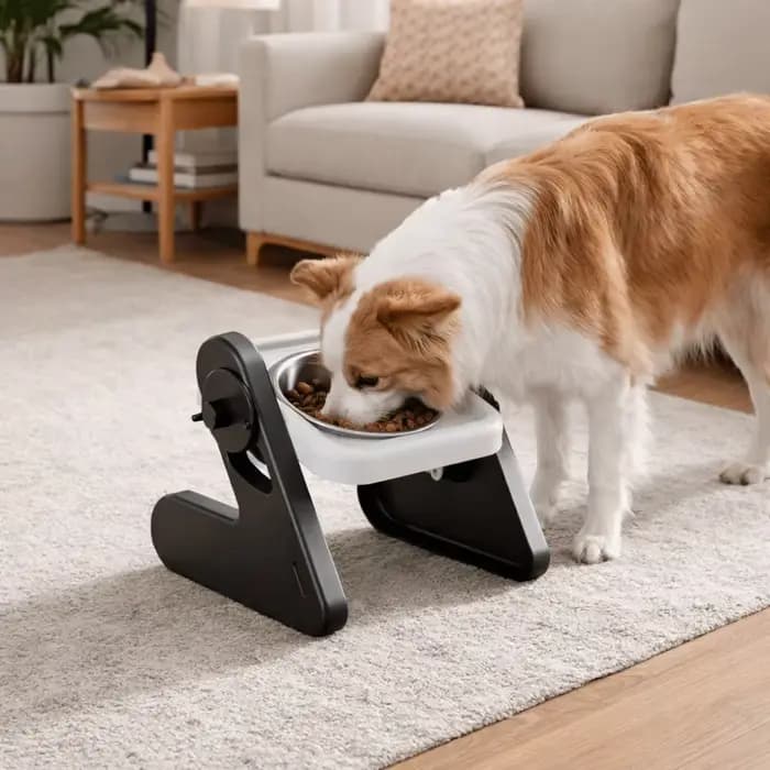 Bol surélevé pour animaux de compagnie en acier inoxydable, antidérapant, anti-renversement, double bol pour chat, hauteur réglable, bol amovible pour l'eau et la nourriture du chat