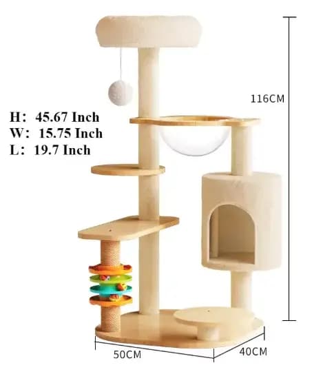 Arbre à chat en pin massif pour chats d'intérieur