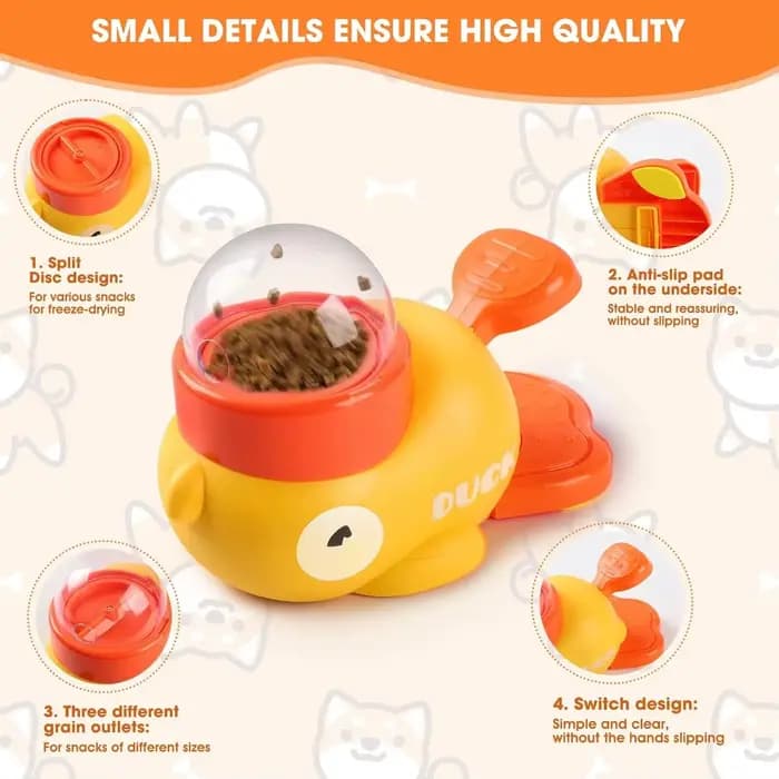 Distributeur de friandises pour animaux de compagnie en forme de canard jaune, jouets interactifs de puzzle, bol pour chien à alimentation lente, soulage l'ennui et favorise une digestion saine