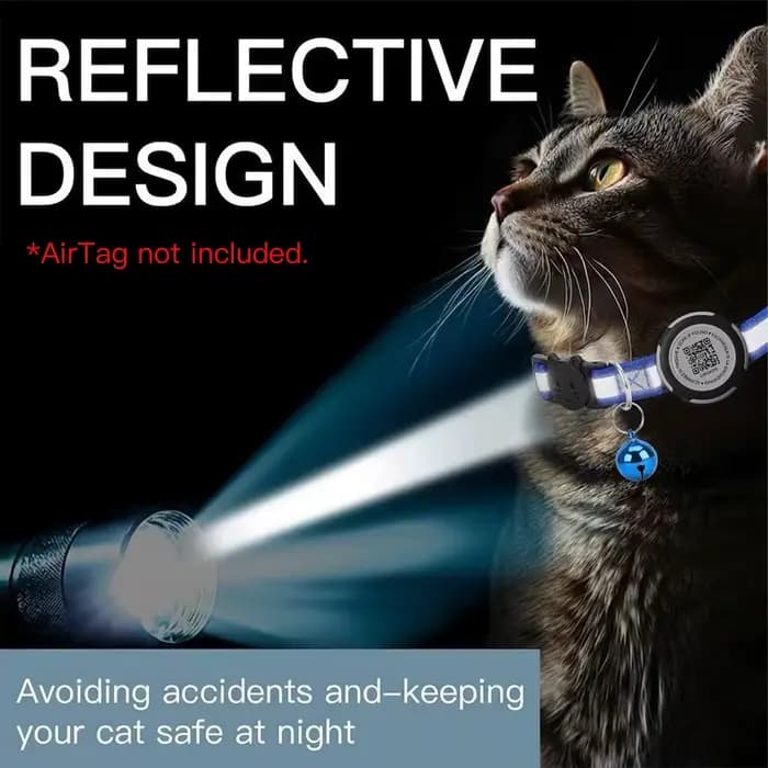 Collier pour chat avec support AirTag et code QR pour le nom de l'animal
