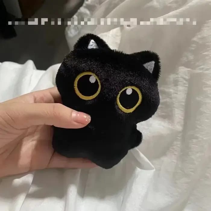 Peluche chat noir mignon de 10 cm, petite poupée, coussin câlin, pendentif, peluche Kapibara pour garçon et fille, cadeaux d'anniversaire