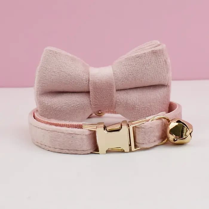 Collier pour chat en velours personnalisé avec plaque nominative