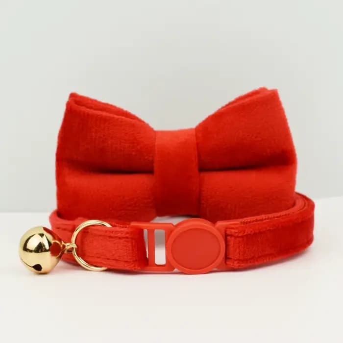 Collier pour chat avec nœud papillon, réglable, en velours, pour la sécurité des animaux, empêche les chats de s'étouffer