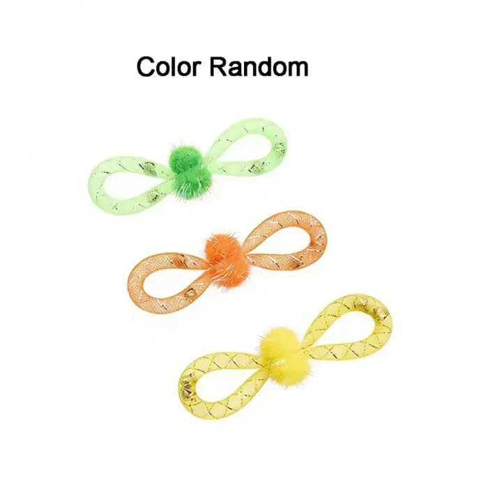 Jouet interactif pour chat en plastique à attacher à une tuyau, avec clochette et pompon, doux, coloré et anti-griffures