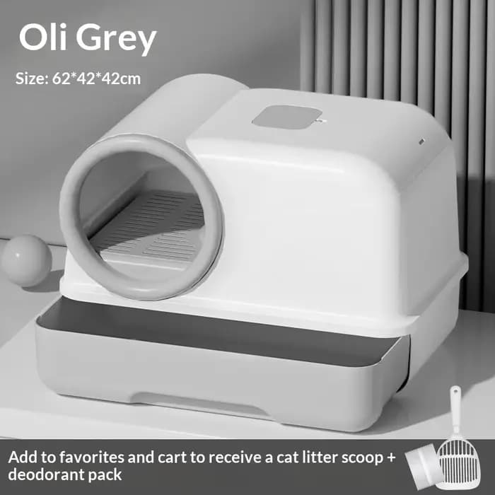 Bac à litière pour chat extra large entièrement fermé avec couloir