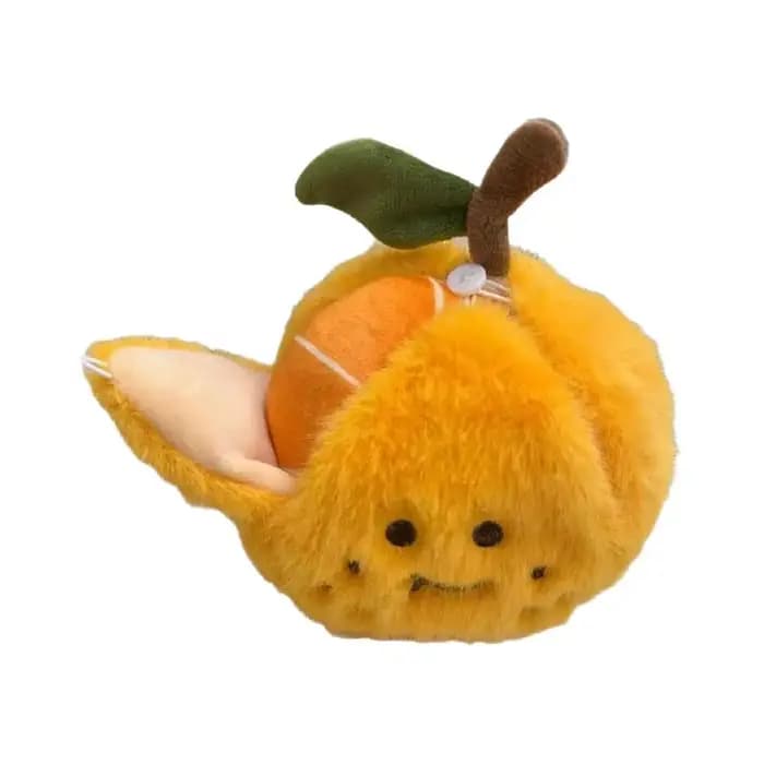 Porte-clés pendentif sac à dos en peluche orange pelable