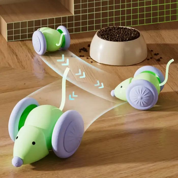 Jouet pour chat en forme de souris électrique rechargeable, voiture automatique avec évitement d'obstacles, jouet interactif intelligent pour divertir les animaux de compagnie