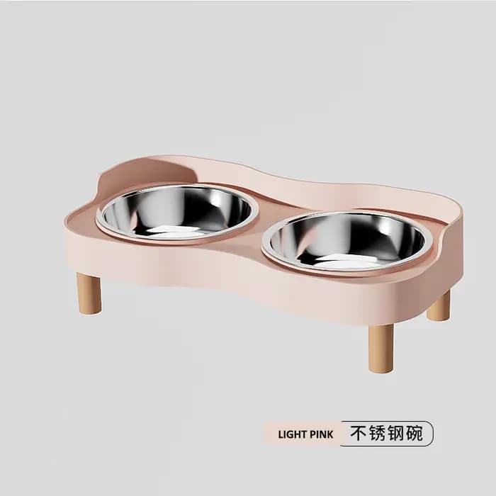Dopamine Colorful Elevated Pet Feeder Cat Dog Pets Fashion Double Bowl Set Food Water Stainless Steel Bowls Good For Neck Health