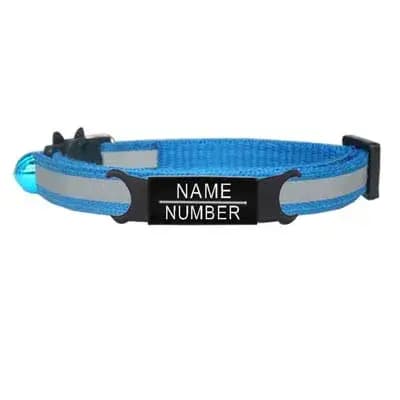 Collier réfléchissant réglable et personnalisé pour chat