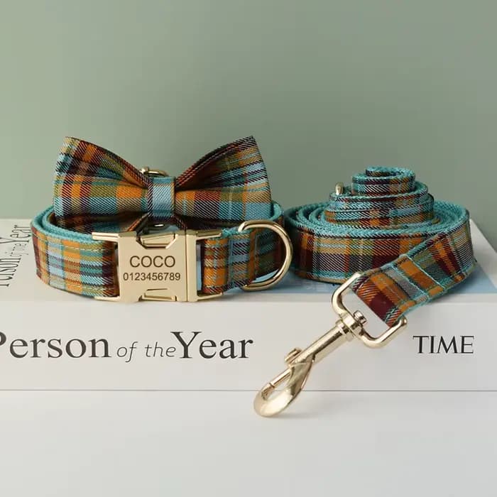 Accessoires pour animaux de compagnie : Ensemble collier, laisse et harnais pour chien personnalisé,