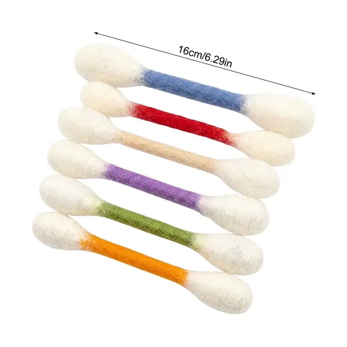 Jouets pour chat en feutre de laine, 6 pièces, pour jeu en intérieur, forme de coton-tige surdimensionnée avec herbe à chat, jouet interactif pour chat, cadeau durable et sûr