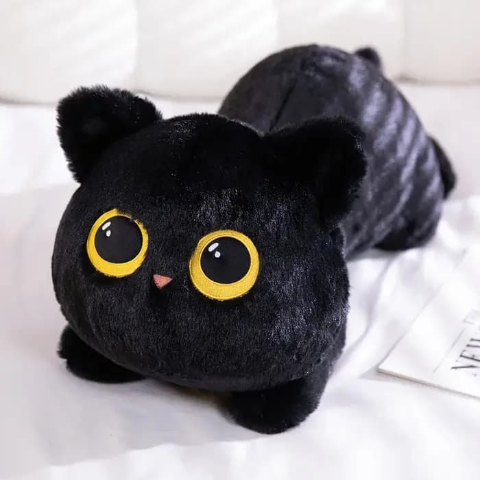 50 cm kawaii chat noir en peluche poupée mignon grand oreiller câlin coussin Ins chat noir en peluche poupée pour garçon fille cadeaux d'anniversaire