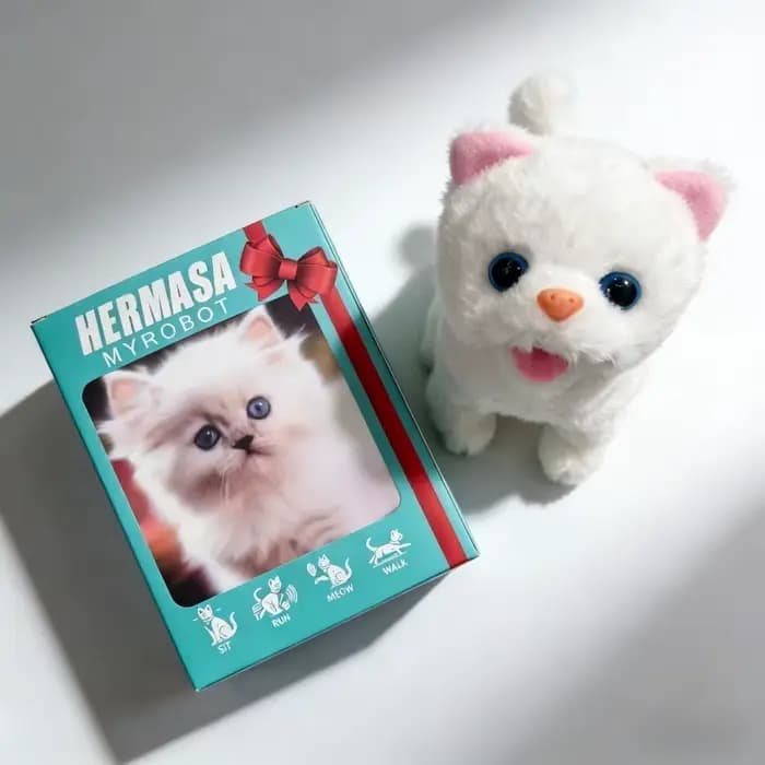Jouet de chat électrique intelligent en peluche, réaliste, qui marche et ronronne, animal en peluche mignon et interactif, poupée pour enfants, cadeau d'anniversaire pour garçons et filles