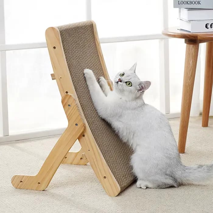 Grattoir pour chat en carton avec cadre en bois massif
