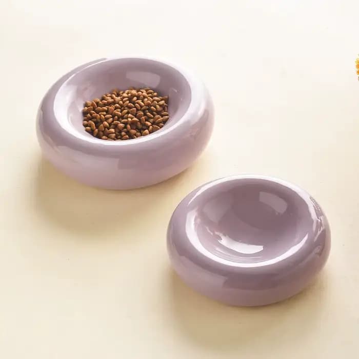 Bol pour chat en céramique minimaliste, forme donut, grande capacité, antidérapant, design esthétique, pour la maison
