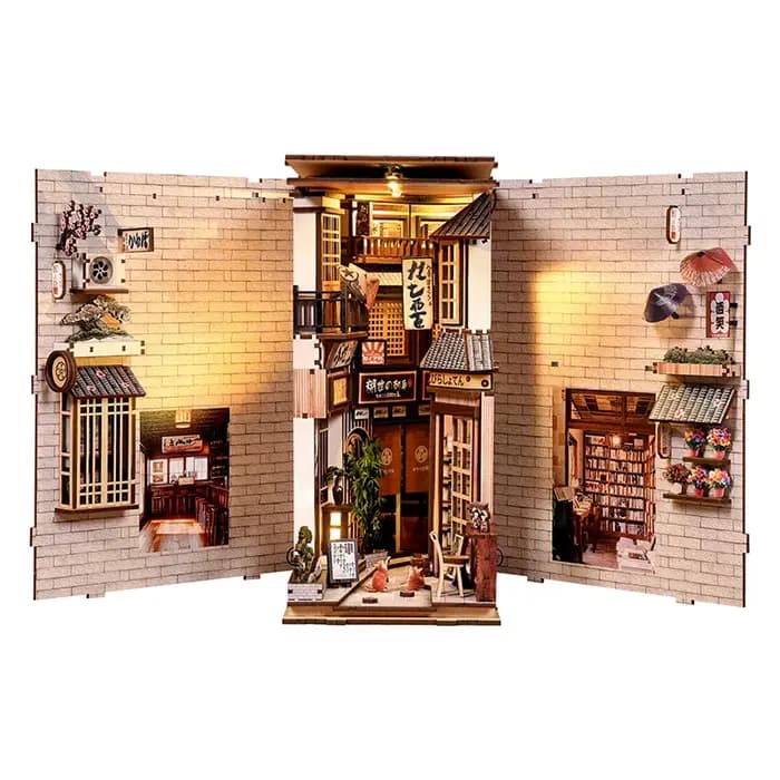 Maison miniature DIY Cat's Alley - Kit de coin livre en bois 3D
