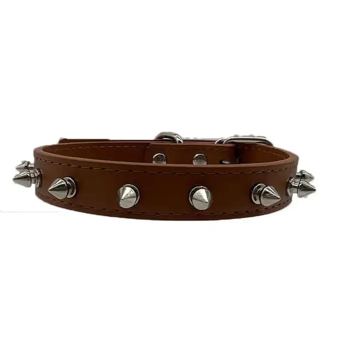 Collier en cuir pour chat et chien, ajustable, avec clous et pointes, coloré et élégant, pour petits et moyens animaux