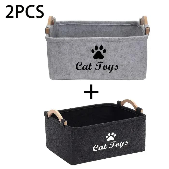 Panier de rangement élégant en feutre pour jouets d'animaux de compagnie