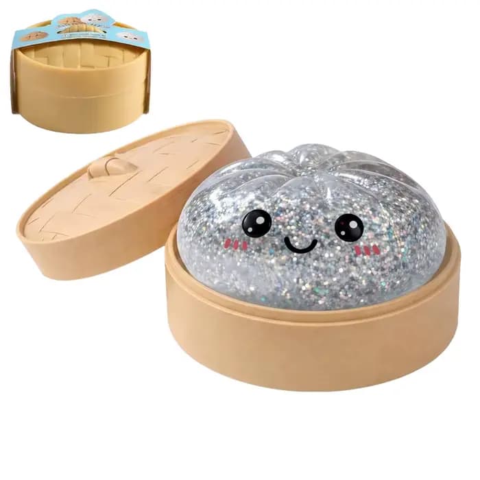 Jouet Squishy en forme de pain vapeur 2026 avec boîte de cuisson vapeur, jouet anti-stress à rebond, boule sensorielle pour adultes