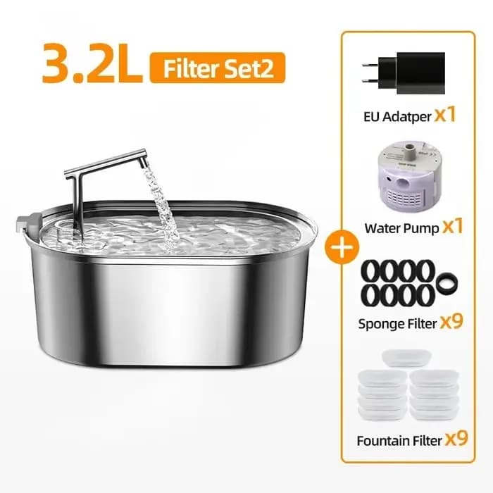 ROJECO fontaine d'eau pour chat en acier inoxydable abreuvoir automatique pour chat fontaine à boire pour chats chiens distributeur d'eau pour animaux de compagnie accessoires