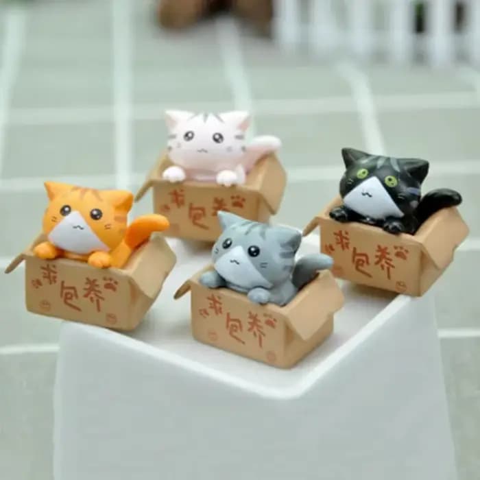 Kawaii Mini chat ornement jardin chaton Statue cadeau pour enfants bébé chambre décoration jouet Figurines