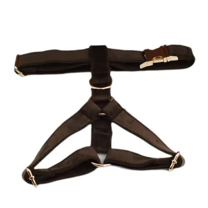 Ensemble collier et laisse pour chien en velours marron foncé
