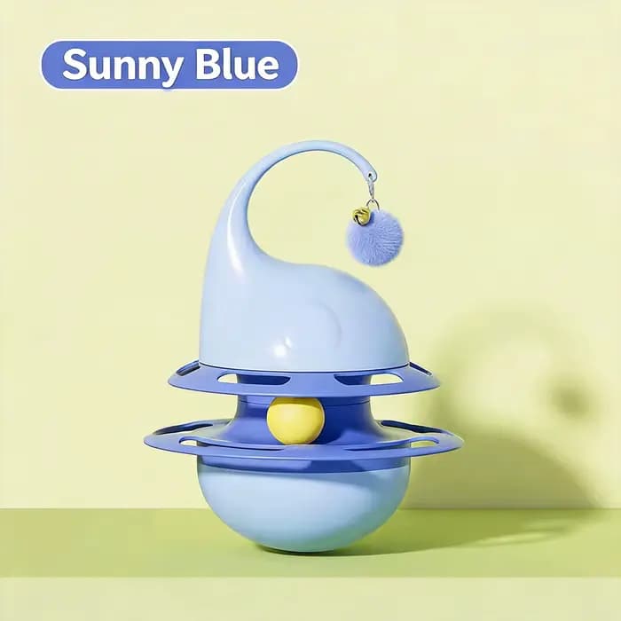 Jouet interactif pour chat en forme de gourde, distributeur de nourriture oscillant à 360° avec clochette, piste de balle pompon, faible bruit, adapté aux chatons