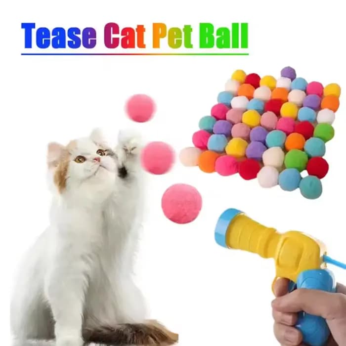 Jouet interactif pour chat chaud, pistolet jouet très amusant, 10/20/30/100 pièces, balle en peluche lance une balle silencieuse à rebond élevé pour taquiner le chat
