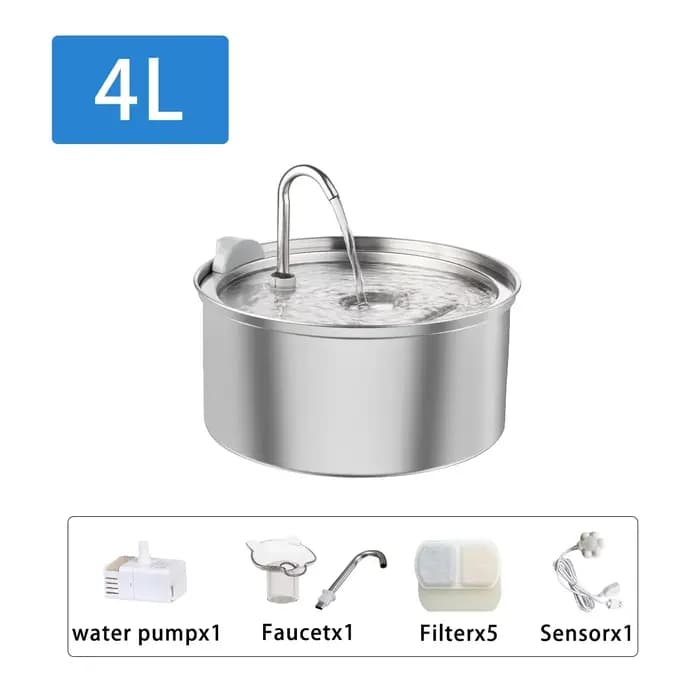 Fontaine d'eau automatique en acier inoxydable pour chat