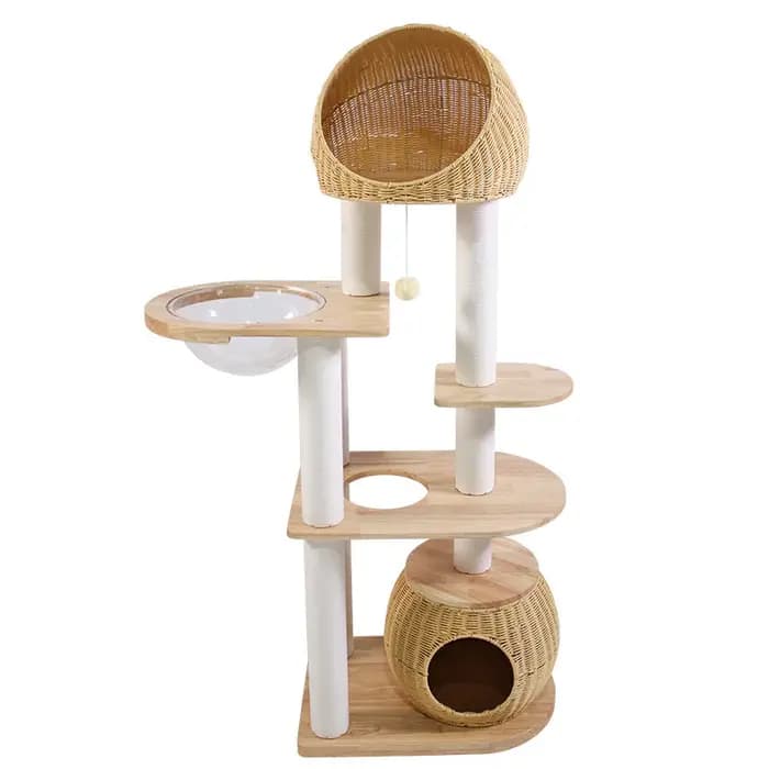Arbres à chat d'angle en bois de luxe avec sisal