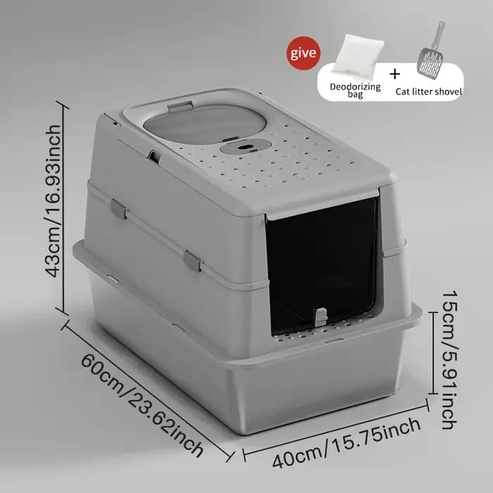 Nouvelle bac à litière pour chat en acier inoxydable avec couvercle rabattable