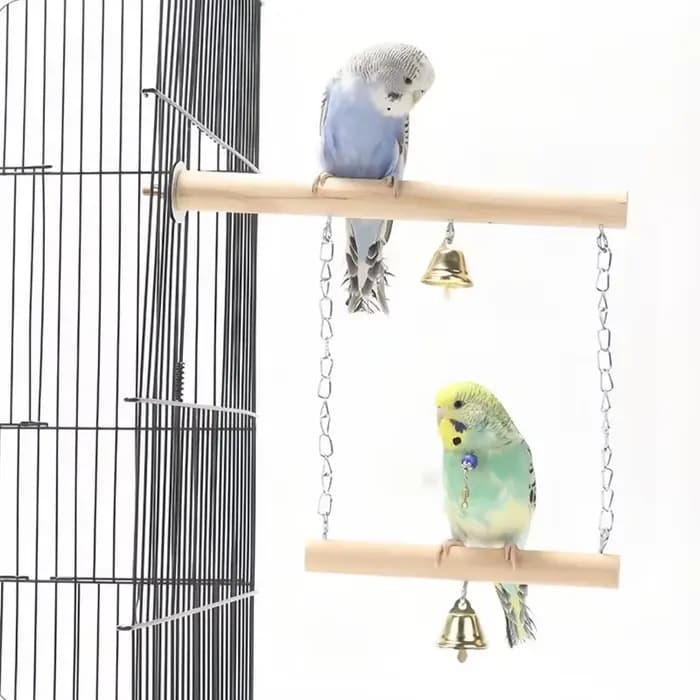 Jouet de pont pivotant en bois à Double couche avec cloche, entraînement des oiseaux de compagnie, s