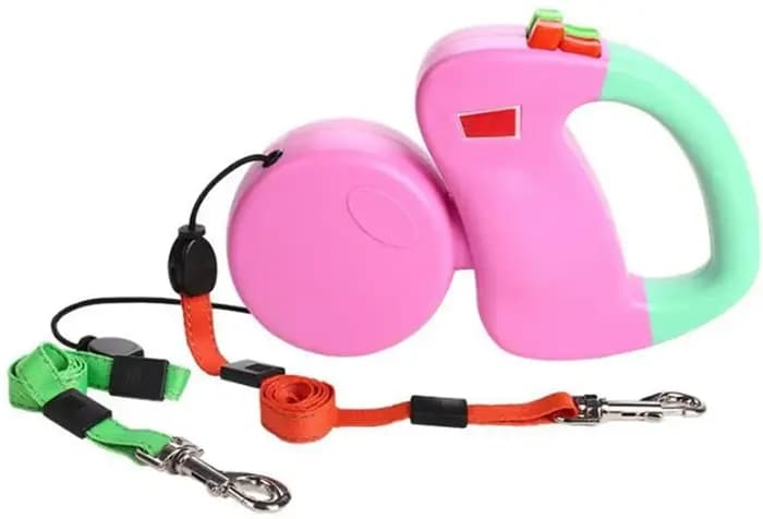 Double laisse rétractable extensible pour chiens