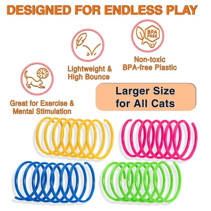 Jouet à ressort pour chat (lot de 24 pièces), ressort en spirale en plastique pour jouets pour chat, utilisé pour tapoter, mordre, chasser et jouer activement et sainement