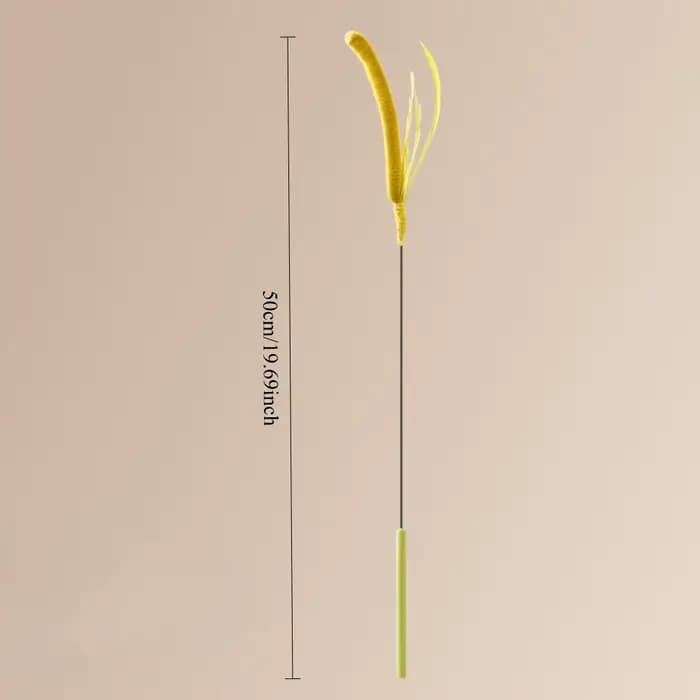 Jouet interactif pour chat : Baguette longue en acier durable avec plumes et fil