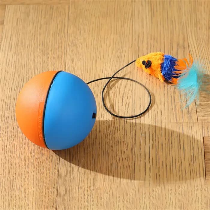 Balle jouet interactive pour chat «à piles » avec souris de suivi - Teaser roulant automatique pour toutes les races